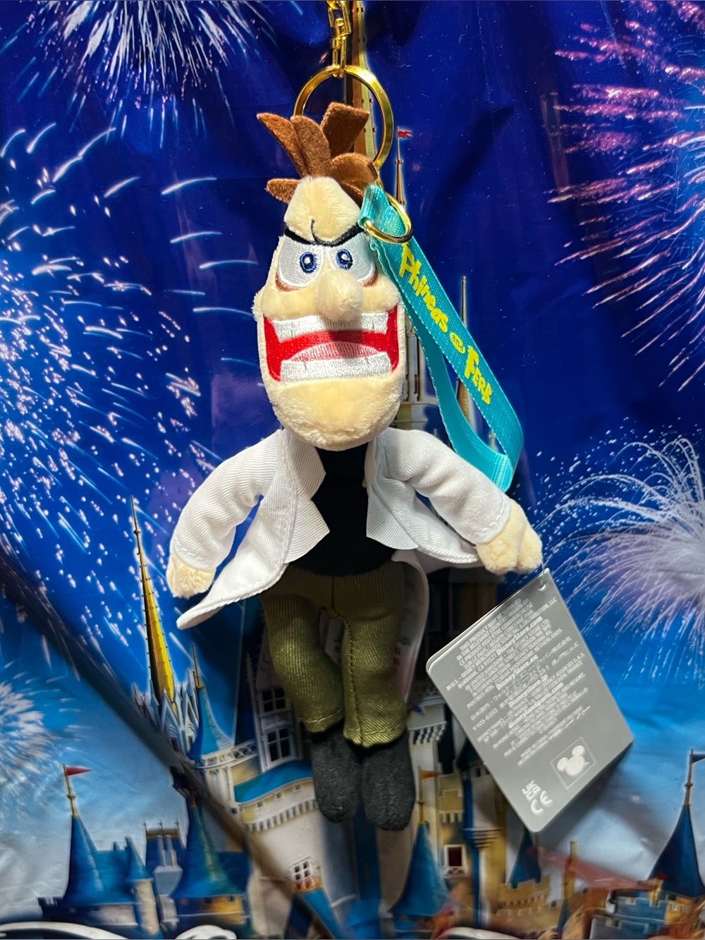Disney Parks Phineas and Ferb Dr. Heinz Doofenschmirtz Keychain Bag Charm NEW